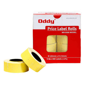 Oddy Price Labels Rolls Yellow Plain 600Lables PLR-Y 600 