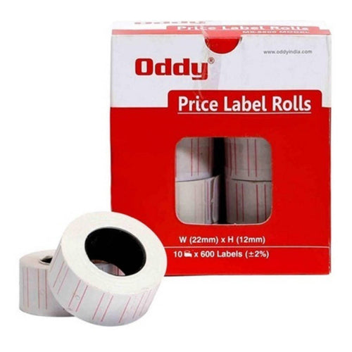 Oddy Price Labels Rolls White And Red Line 600Lables PLR-W 600 