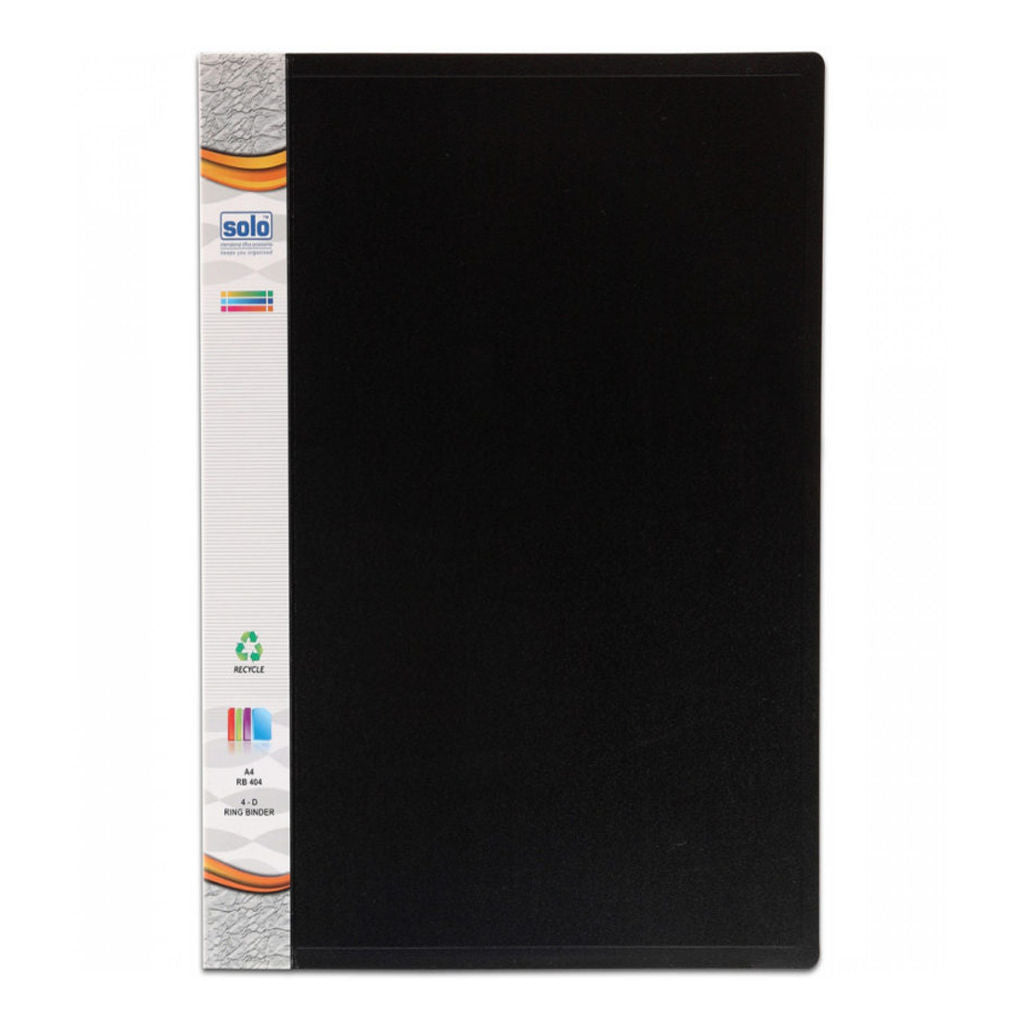 Solo Ring Binder-4-D-Ring Black A4 RB 404 