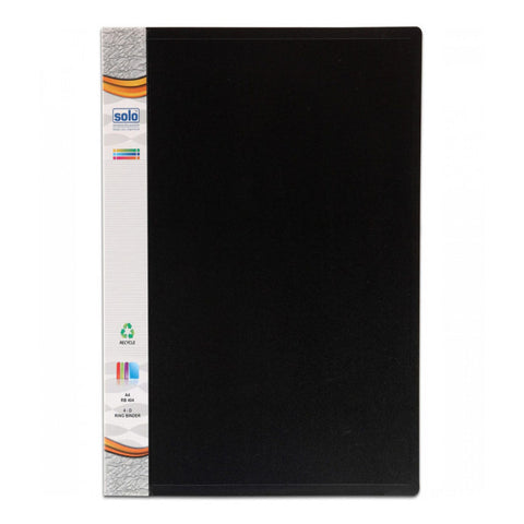 Solo Ring Binder-4-D-Ring Black A4 RB 404 