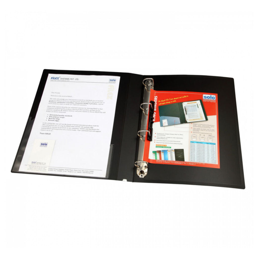 Solo Ring Binder-4-D-Ring Black A4 RB 404