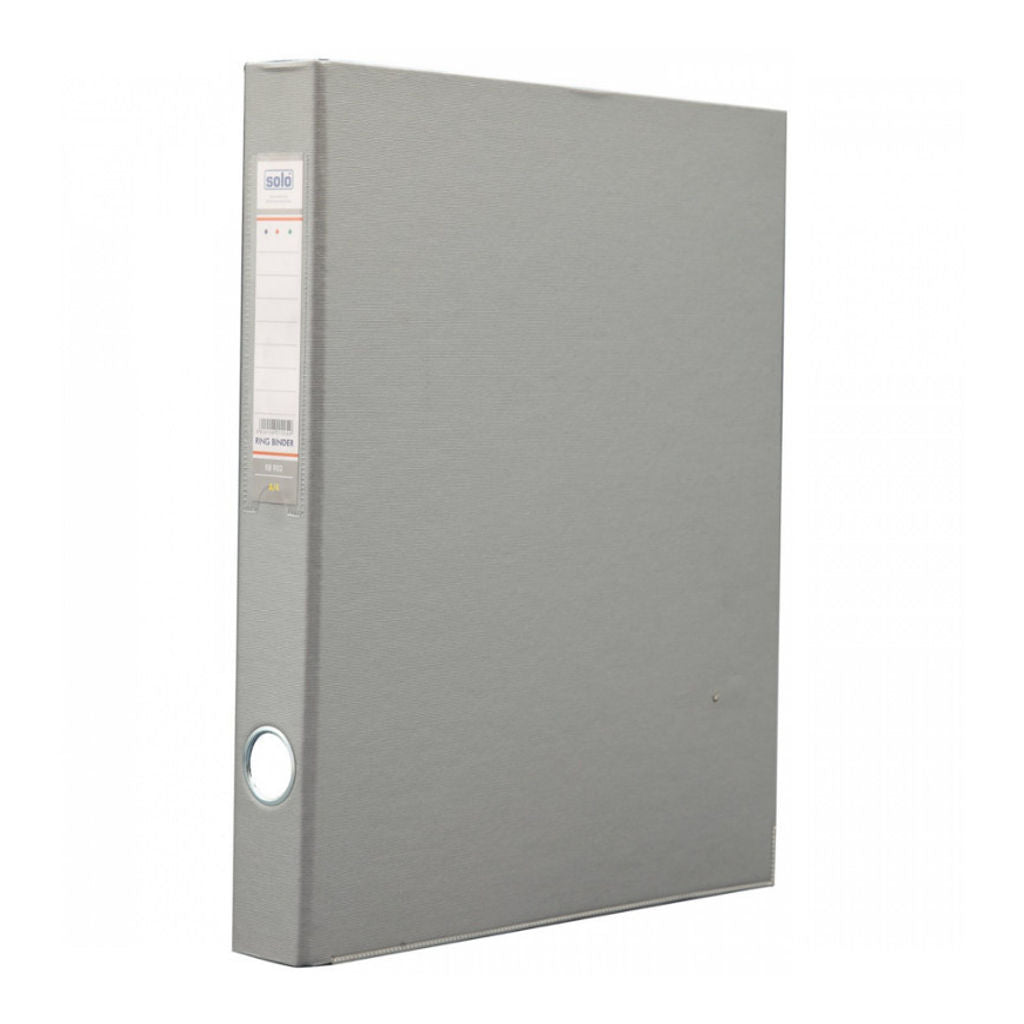 Solo Paper Board-2-D-Ring With Label Pocket Grey A4 RB 902 