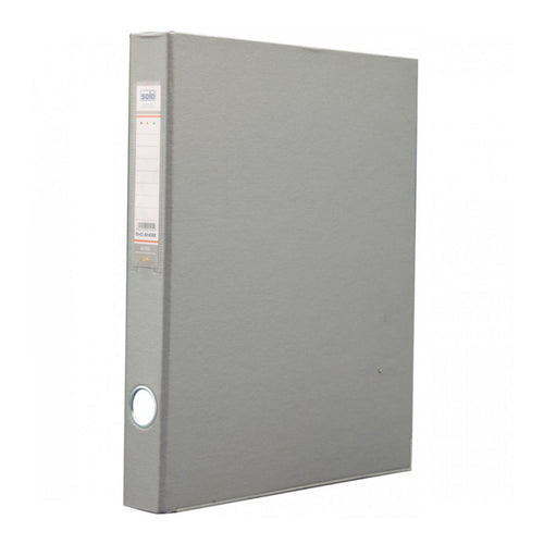 Solo Paper Board-2-D-Ring With Label Pocket Grey A4 RB 902 