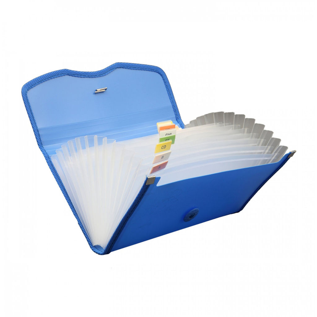 Solo Expanding Cheque Case With Elastic 12 Section Blue Chq Size EX 701