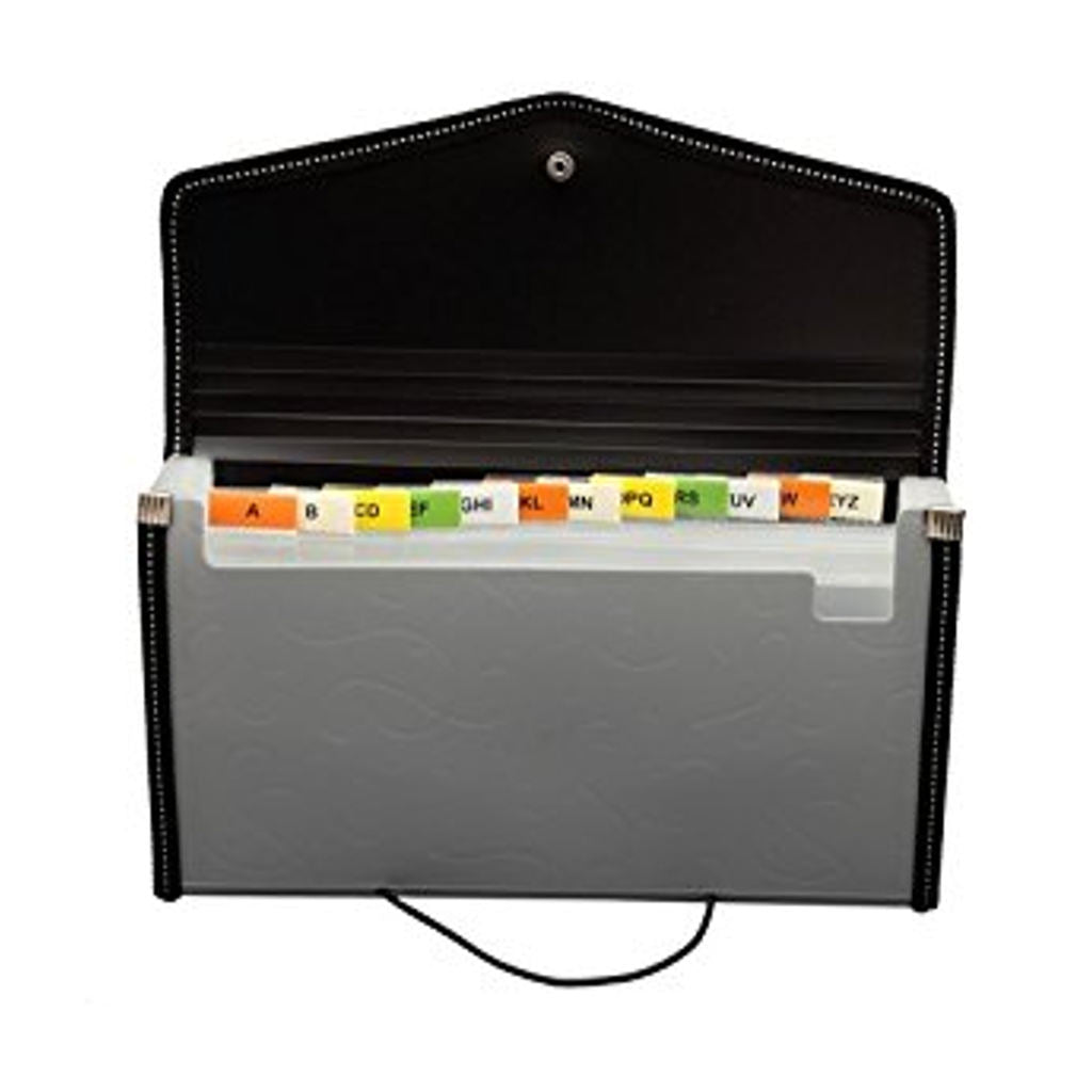 Solo Expanding Cheque Case With Elastic 12 Section Black Chq Size EX 701