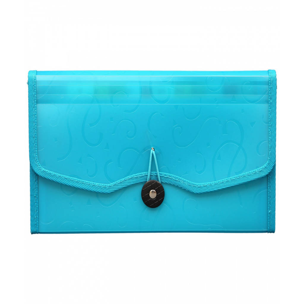 Solo Expanding Cheque Case With Elastic 12 Section Neon Blue Chq Size EX 701 