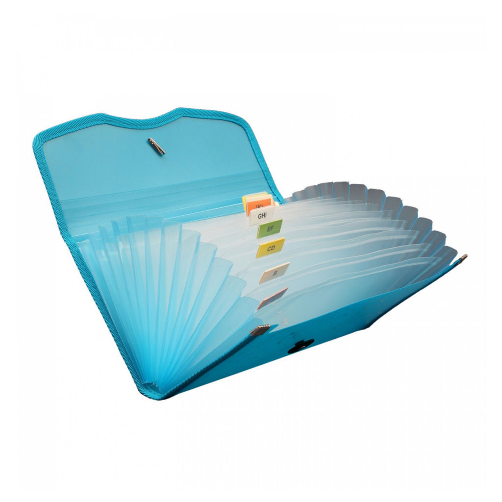 Solo Expanding Cheque Case With Elastic 12 Section Neon Blue Chq Size EX 701