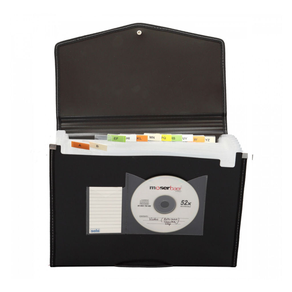 Solo Expanding File With Elastic 12 Section Black A4 EX 801