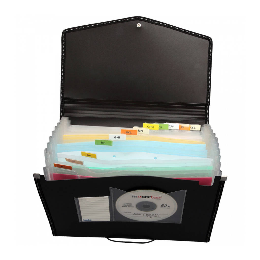 Solo Expanding File With Elastic 12 Section Black A4 EX 801
