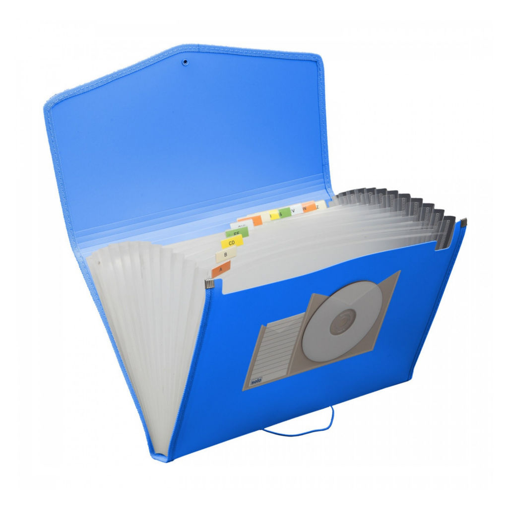 Solo Expanding File With Elastic Closure 12 Section Blue F/C Size EX 901