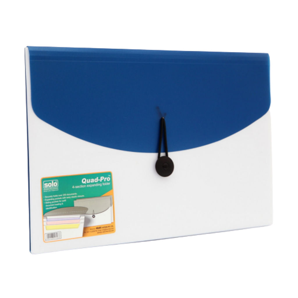 Solo Quadpro With Expanding Folder 4 Section Metalic Blue A4 EX 905