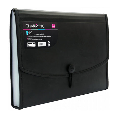 Solo Expanding File Elastic With Swing 12 Section Black A4 EX 802 
