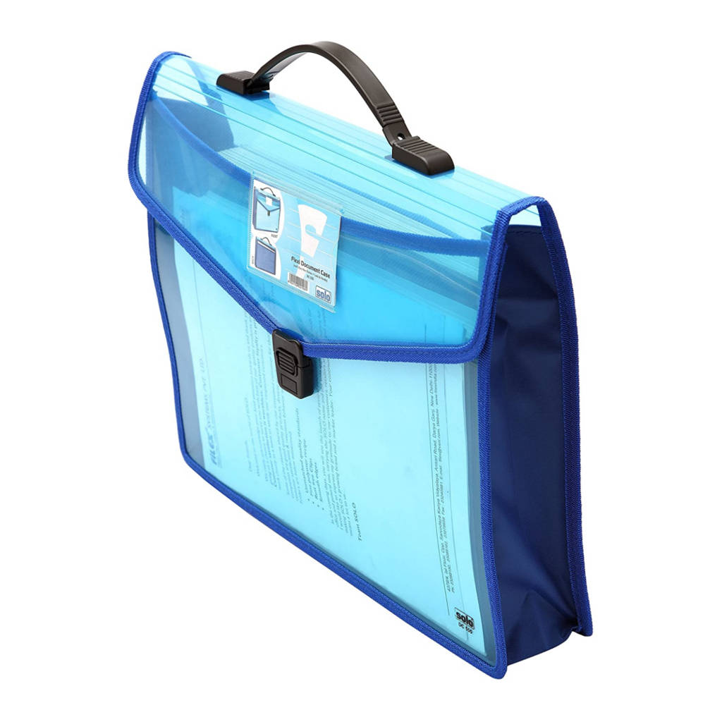 Solo Document Bag With Xtra Pocket + Lock & Handle Blue F/C Size DC 555