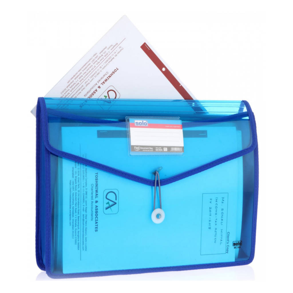 Solo Document Bag With Xtra Pocket + Lock & Handle Blue F/C Size DC 555