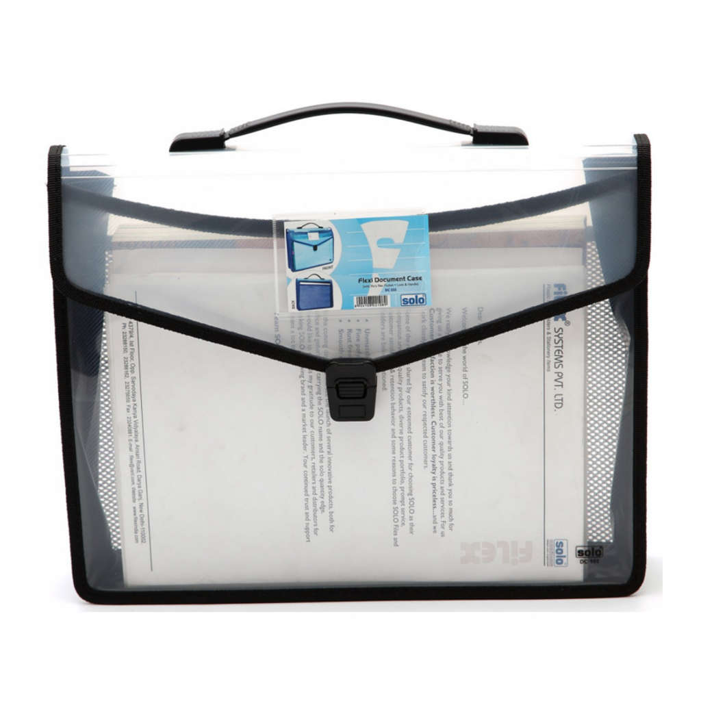 Solo Document Bag With Xtra Pocket + Lock & Handle Black F/C Size DC 555 