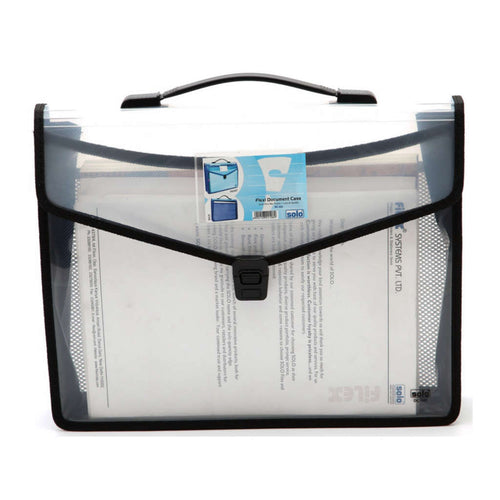 Solo Document Bag With Xtra Pocket + Lock & Handle Black F/C Size DC 555 