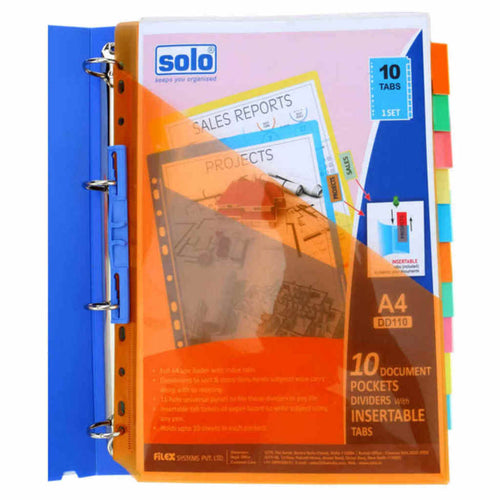 Solo 10 Documents Pockets Dividers With Insertable Tabs A4 DD 110 