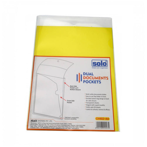 Solo Dual Documents Pockets Transparent Yellow A4 CH 402 