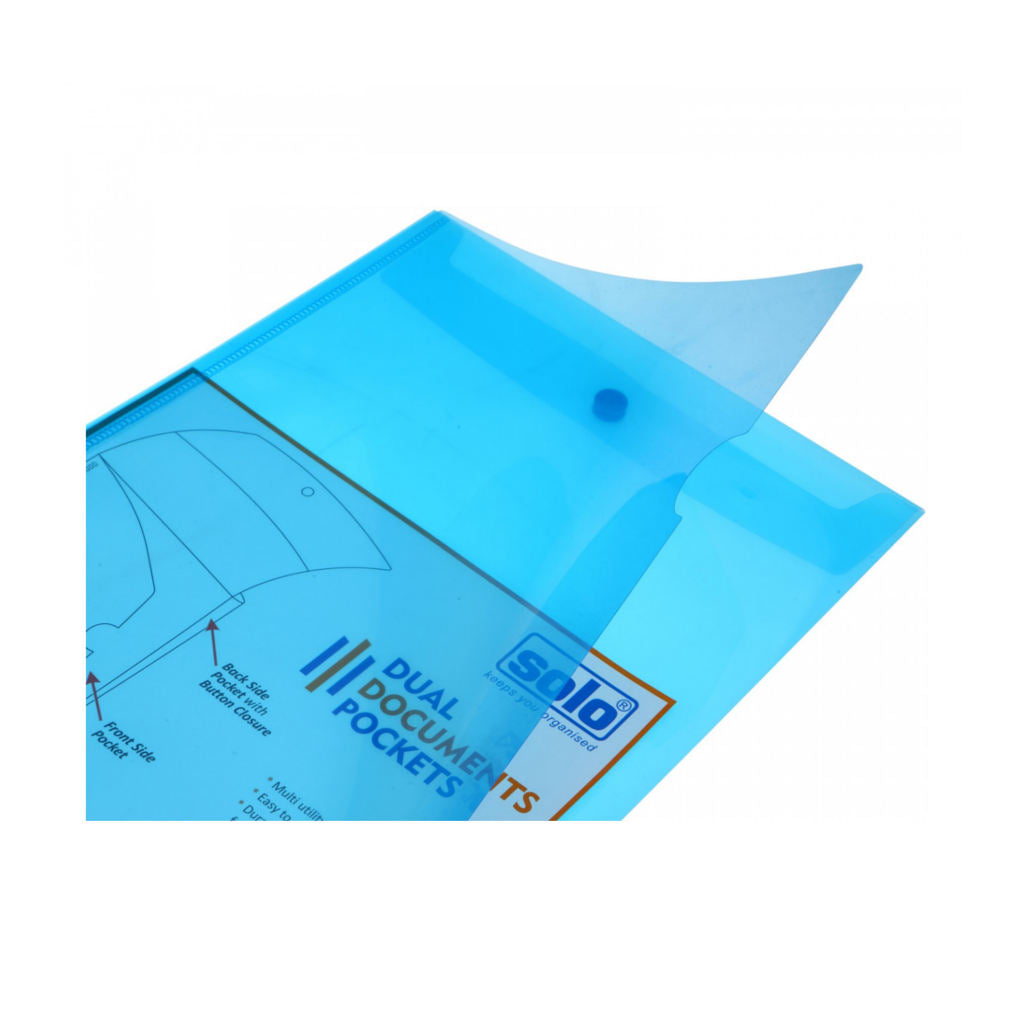 Solo Dual Documents Pockets Transparent Blue A4 CH 402