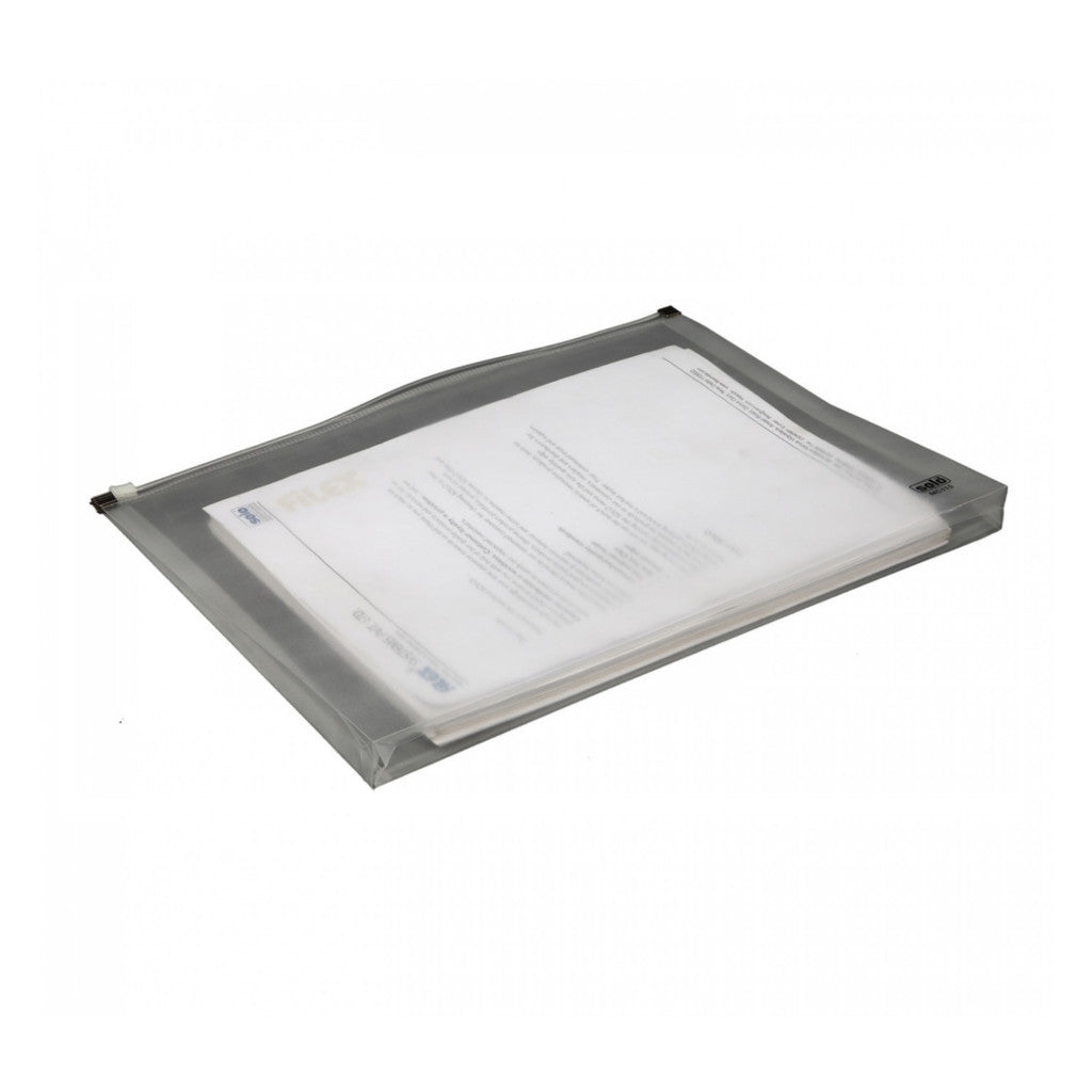 Solo Document Bag With Zipper Closure Landscape Transparent White F/C Size MC 115