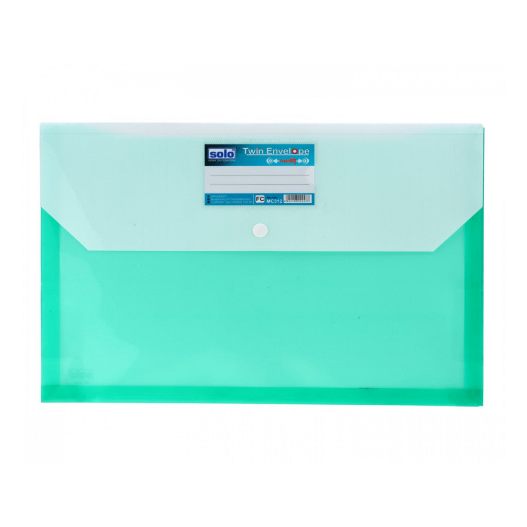 Solo My Clear Bag With Expandable (Twin Pockets With Double Colors) Transparent Green F/C Size MC 312 