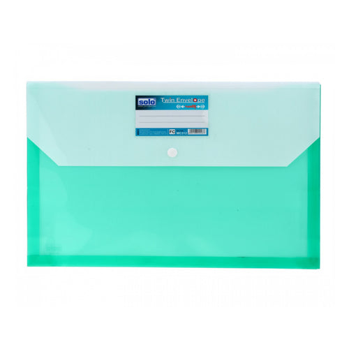 Solo My Clear Bag With Expandable (Twin Pockets With Double Colors) Transparent Green F/C Size MC 312 