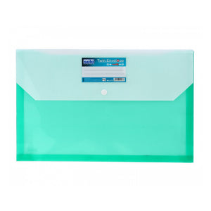 Solo My Clear Bag With Expandable (Twin Pockets With Double Colors) Transparent Green F/C Size MC 312 