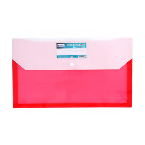 Solo My Clear Bag With Expandable (Twin Pockets With Double Colors) Transparent Red F/C Size MC 312 