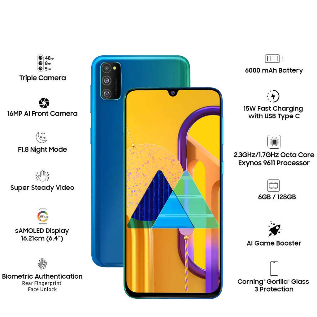 Samsung Galaxy M30S Smart Phone 6+128GB Sapphire Blue