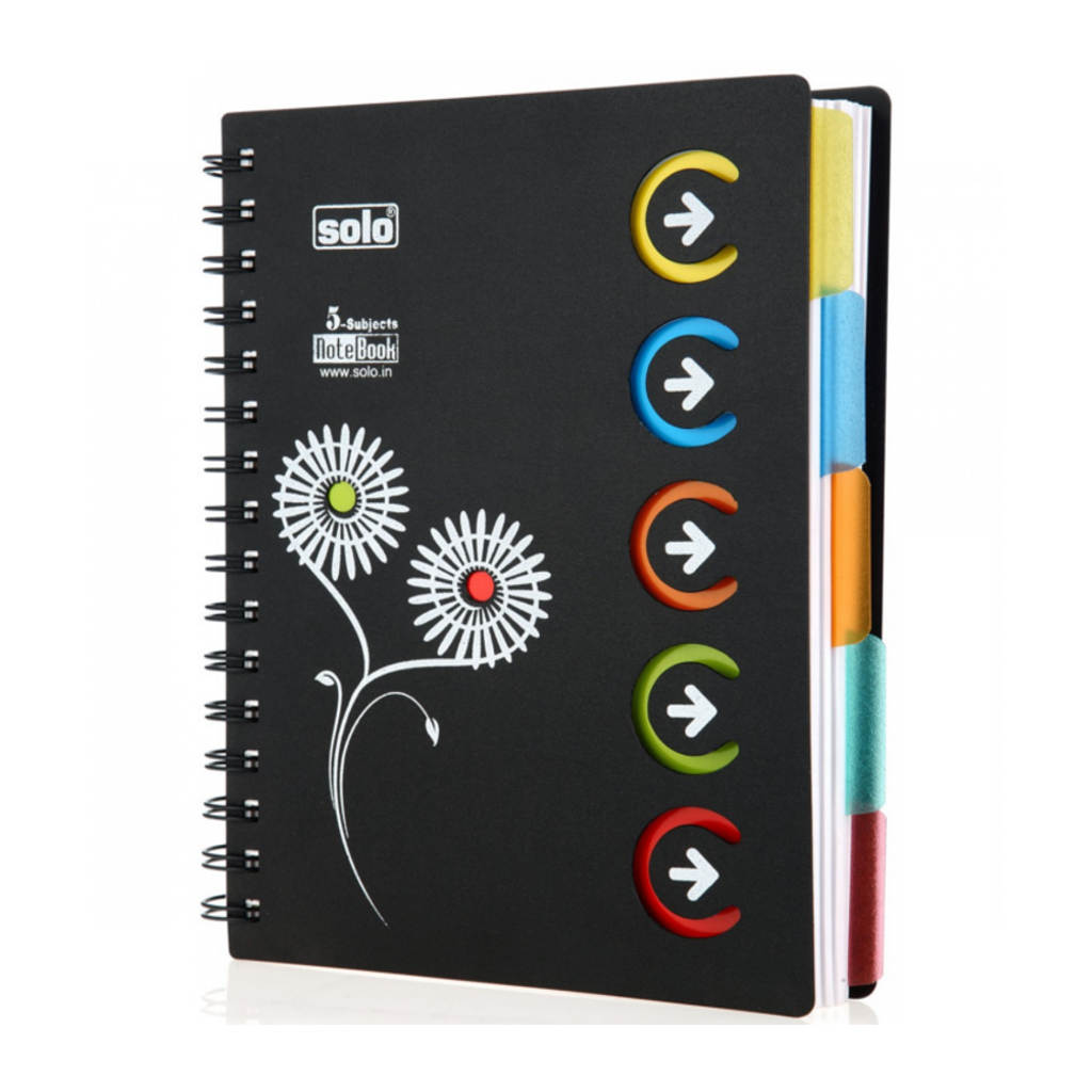 Solo 5-Subjects Note Book 300 Pages Black A5 NA 553 