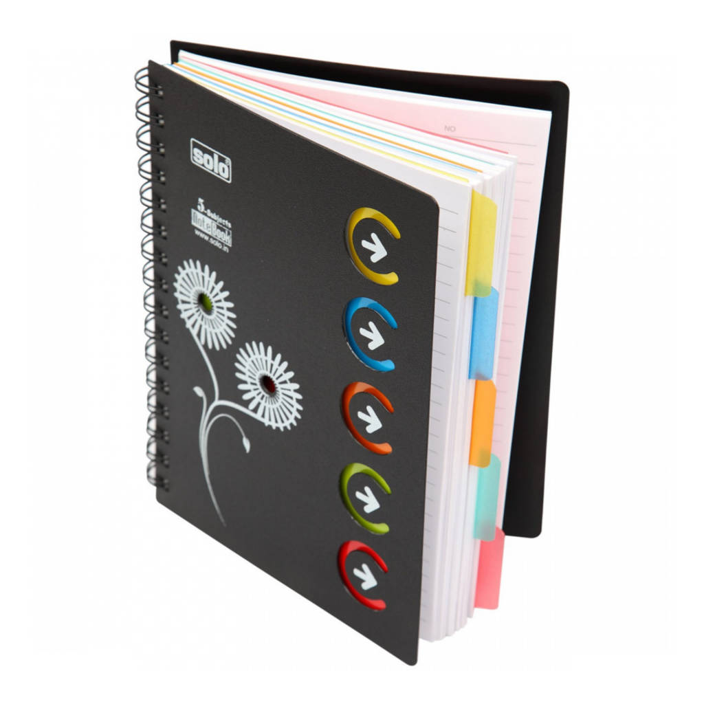 Solo 5-Subjects Note Book 300 Pages Black A5 NA 553