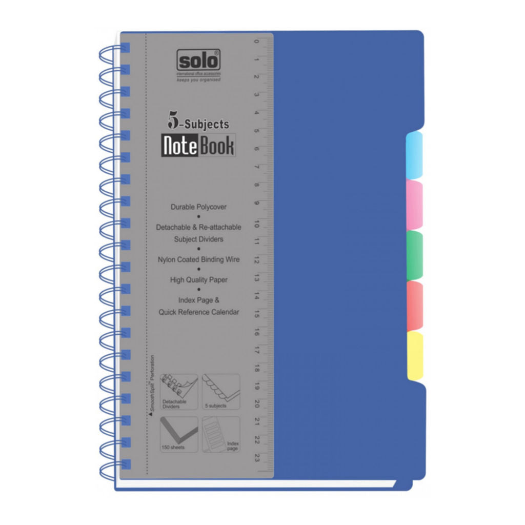 Solo 5-Subjects Square Note Book 300 Pages Blue B5 NB 557 