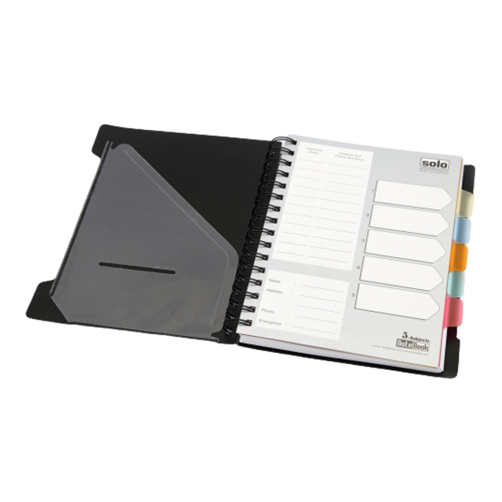 Solo 5-Subjects Note Book 300 Pages Black 28x21.5cm NA 457
