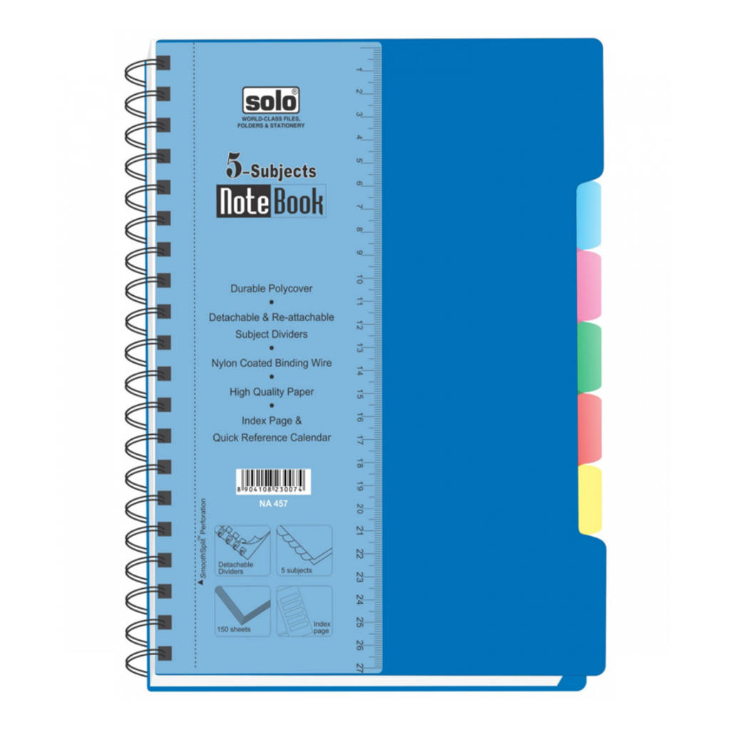 Solo 5-Subjects Note Book 300 Pages Blue 28x21.5cm NA 457 