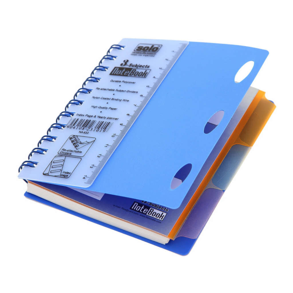 Solo 3-Subject Note Book 240 Pages Blue A6 NA 633