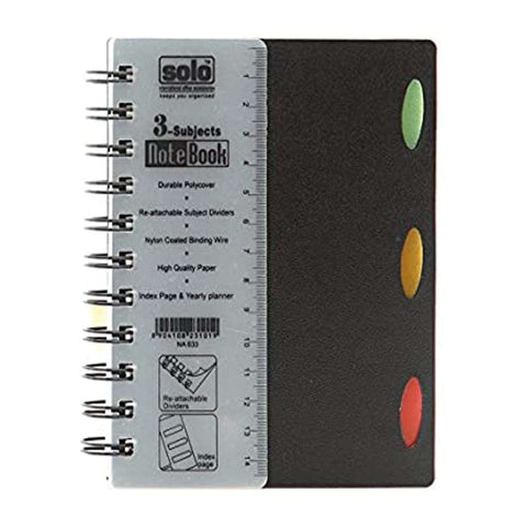 Solo 3-Subject Note Book 240 Pages Black A6 NA 633 
