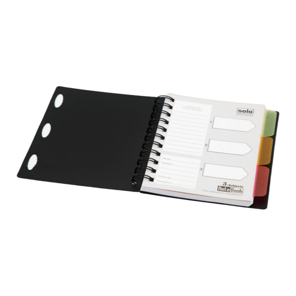 Solo 3-Subject Note Book 240 Pages Black A6 NA 633
