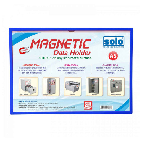 Solo Magnetic Data Folder Blue A5 MDFA5 