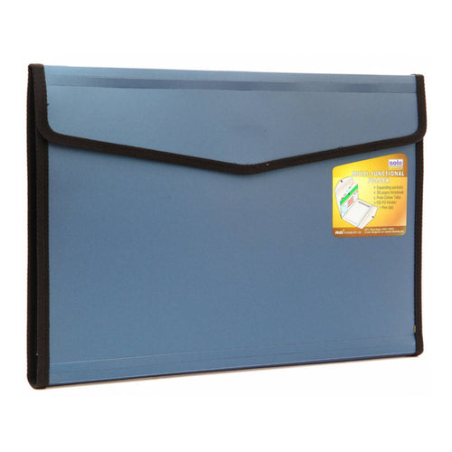 Solo Executive Portfolio 6 Section Expanding Pocket With Pad Metalic Blue A4 EF 886 