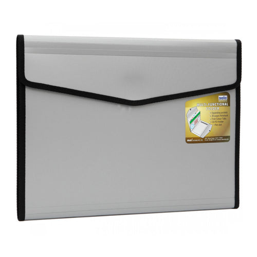 Solo Executive Portfolio 6 Section Expanding Pocket With Pad Metalic Grey A4 EF 886 