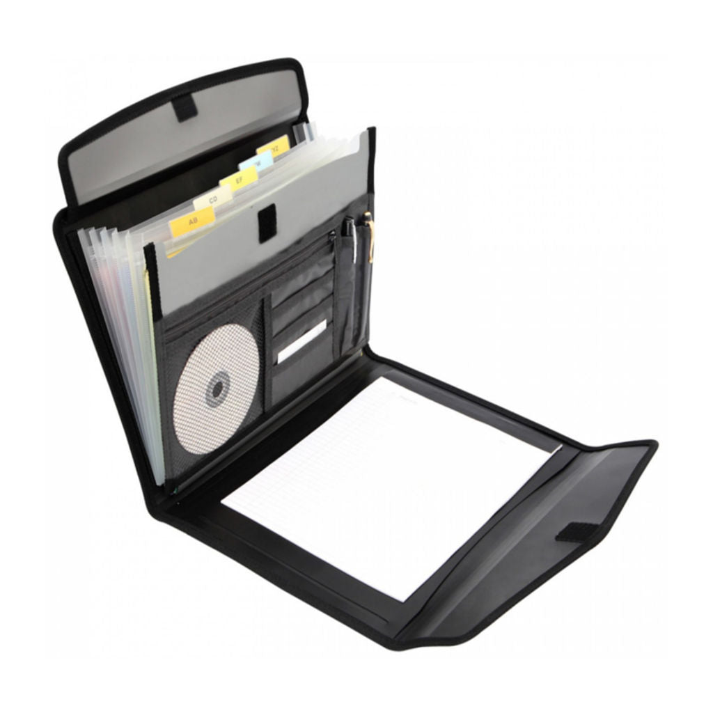 Solo Executive Portfolio 6 Section Expanding Pocket With Pad Metalic Black A4 EF 886