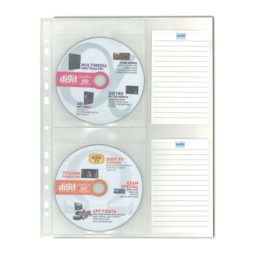 Solo CD Wallet Pocket With Label For Ring Binder CD 010 