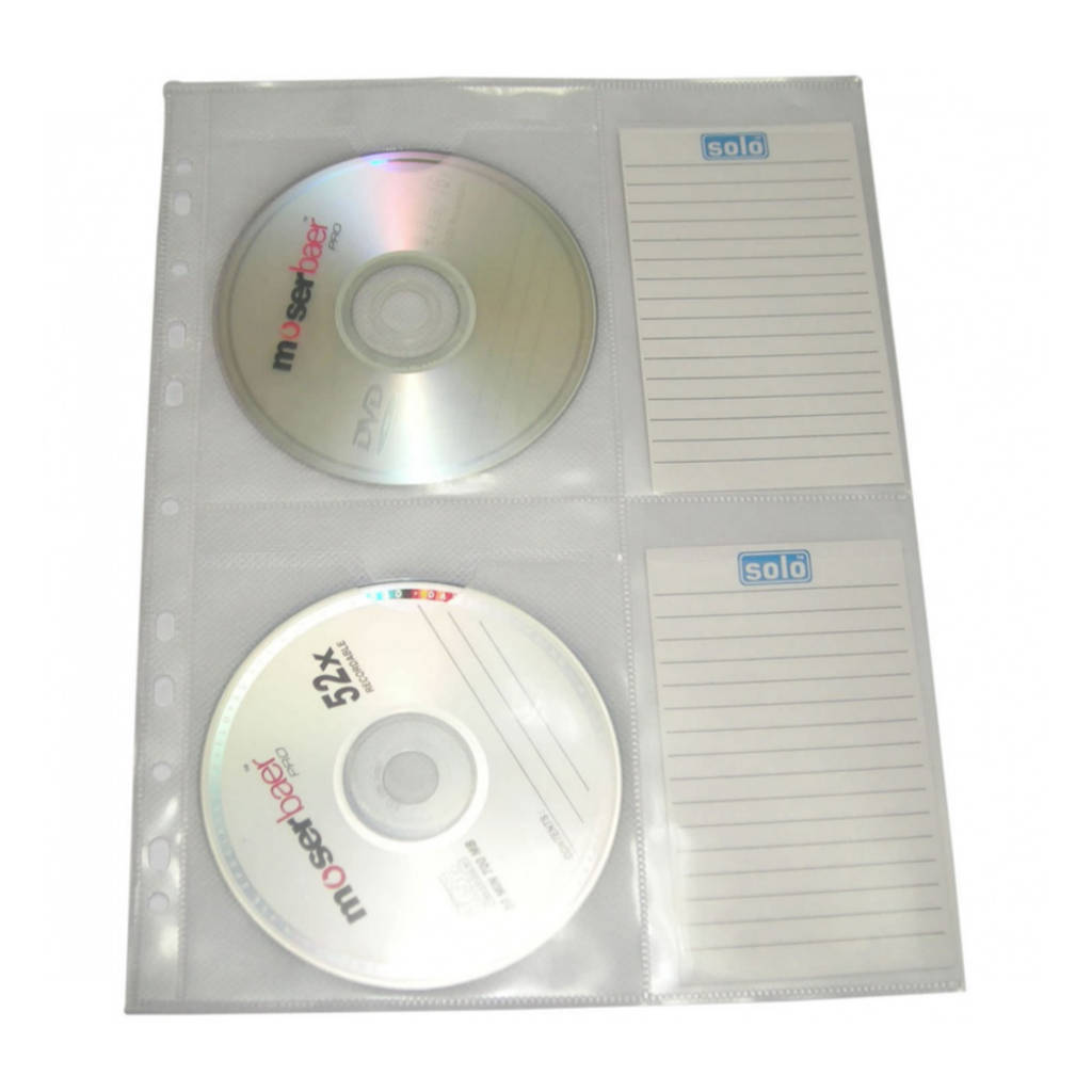 Solo CD Wallet Pocket With Label For Ring Binder CD 010