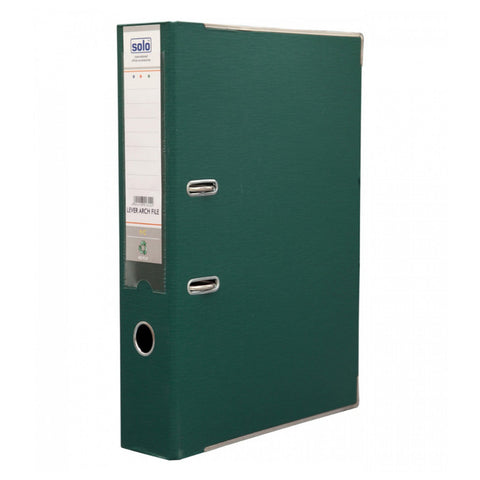 Solo Lever Arch File Green 3 Inch Ring A4 LA 502 