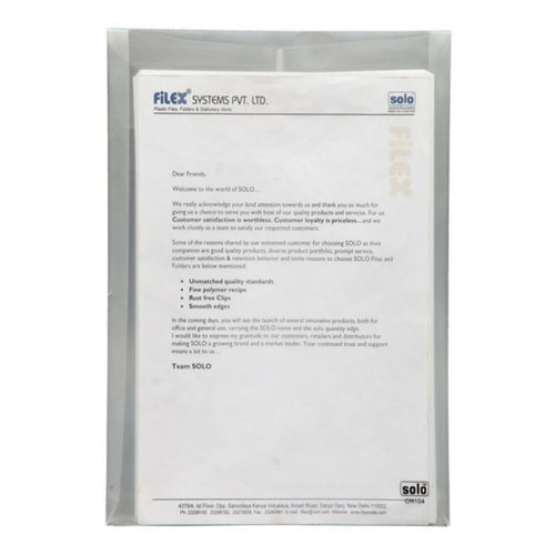 Solo Document Bag With String Transparent White A4 CH 104 