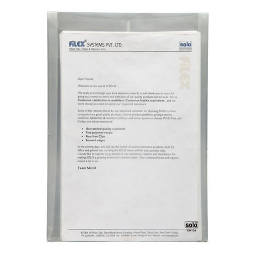 Solo Document Bag With String Transparent White F/C Size CH 114 