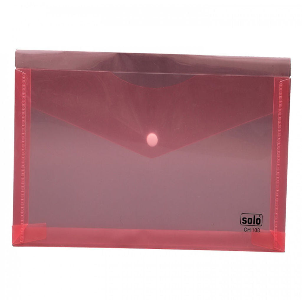 Solo Cheque bag With Button closure Transparent Red Chq Size CH 108 