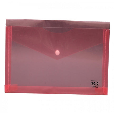 Solo Cheque bag With Button closure Transparent Red Chq Size CH 108 