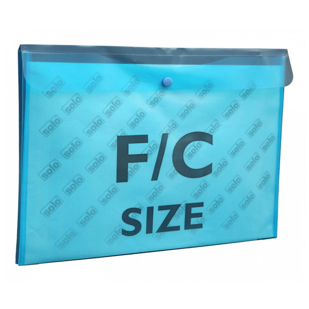 Solo Document Bag With Button Closure L/Scape Transparent Blue F/C Size CH 118 