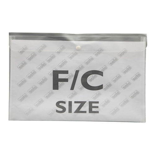 Solo Document Bag With Button Closure L/Scape Transparent White F/C Size CH 118 